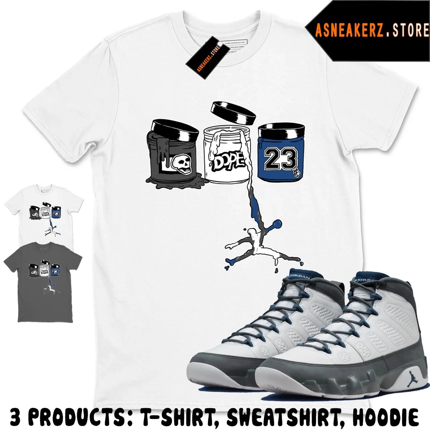 Shirt Match AJ 9 Flint Grey 2026 Sneaker Matching Tee Jordan Paint MJ 23 T-Shirt