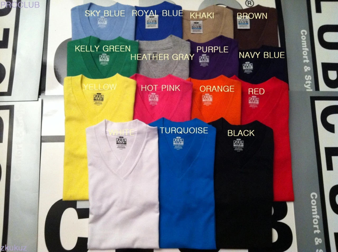 1 NEW PROCLUB V-NECK T-SHIRT COMFORT BLANK PLAIN COLOR TEE PRO CLUB S-3XL 1PC