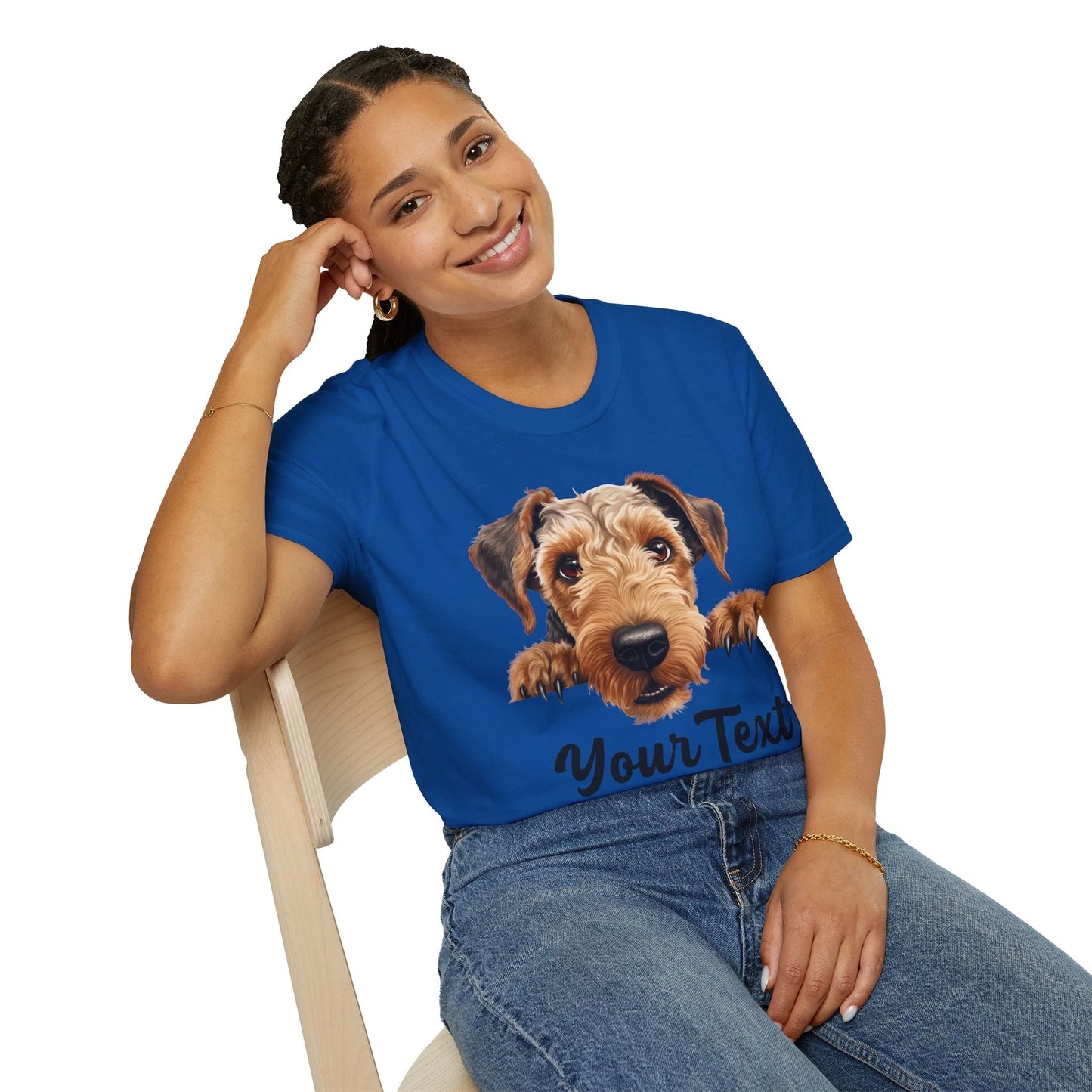 Airedale Terrier T Shirt Custom Text | Add Name or Message Gift for Dog Owners