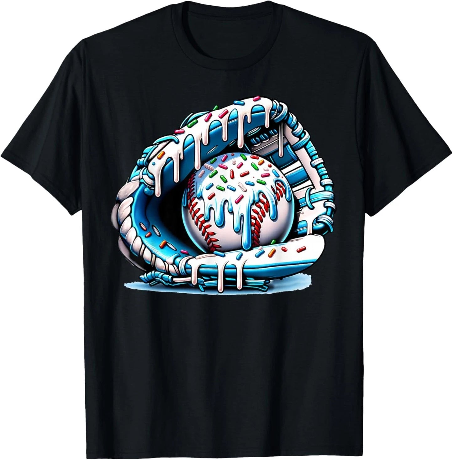 Baseball Drip Ice Cream Sprinkles Baseball Glove Gift Unisex T-Shirt