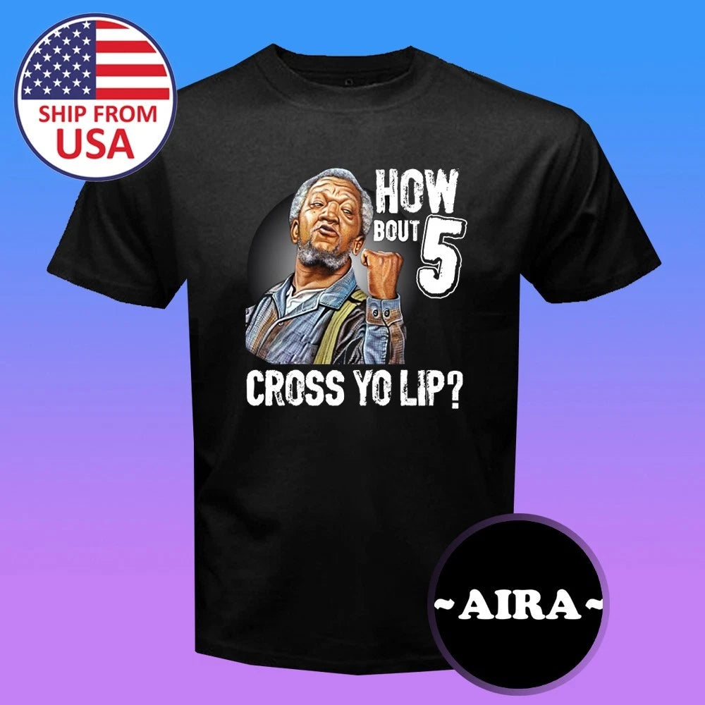Sanford and Son Cross Your Lip Slogan Retro 70's TV Show Men's Black Size S-5XL