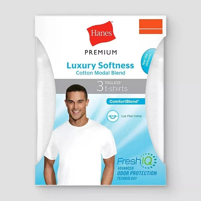 Hanes® Premium® Men's Cotton Modal Crew Undershirt 3pk "LUXURY SOFTNESS"