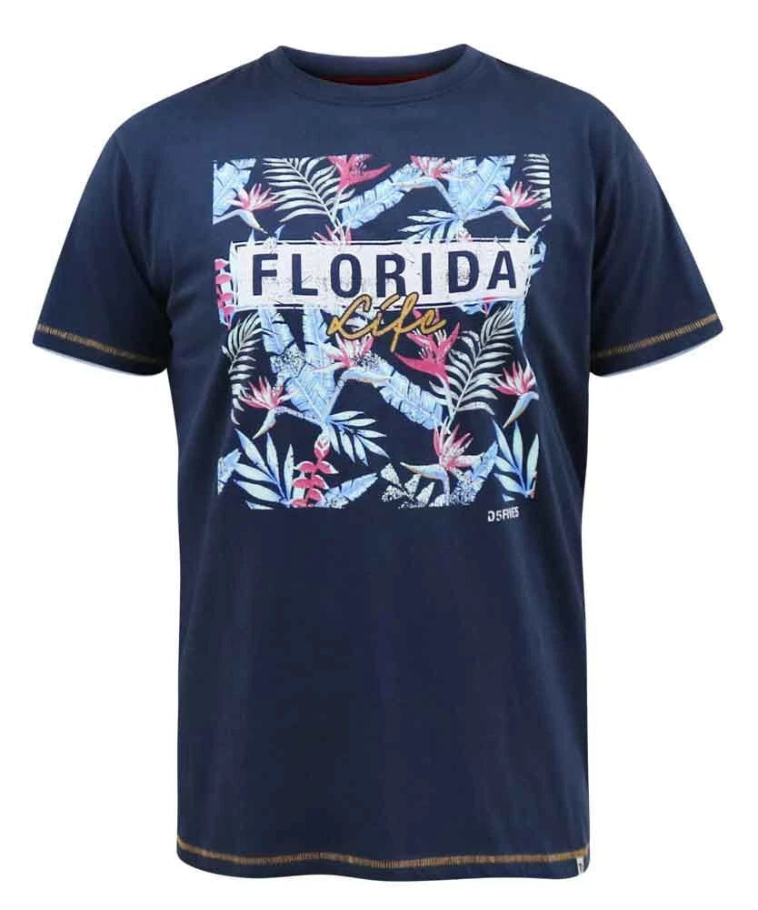 D555 Duke Big Mens Florida Floral Printed T-Shirt 2XL 3XL 4XL 5XL 6XL (601327)