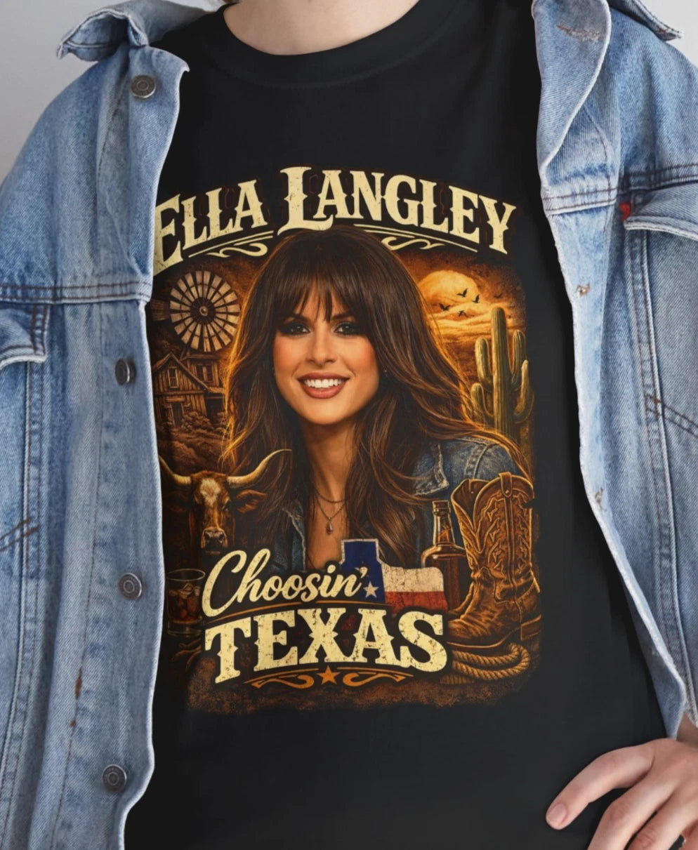 Ella Langley Choosin' Texas Texan Retro Vibe Vintage Look cd vinyl tour shirt