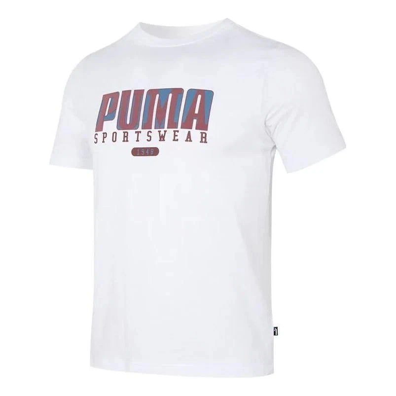 Authentic PUMA Sportswear Men's Short Sleeve White Retro Graphic Tee | NEW