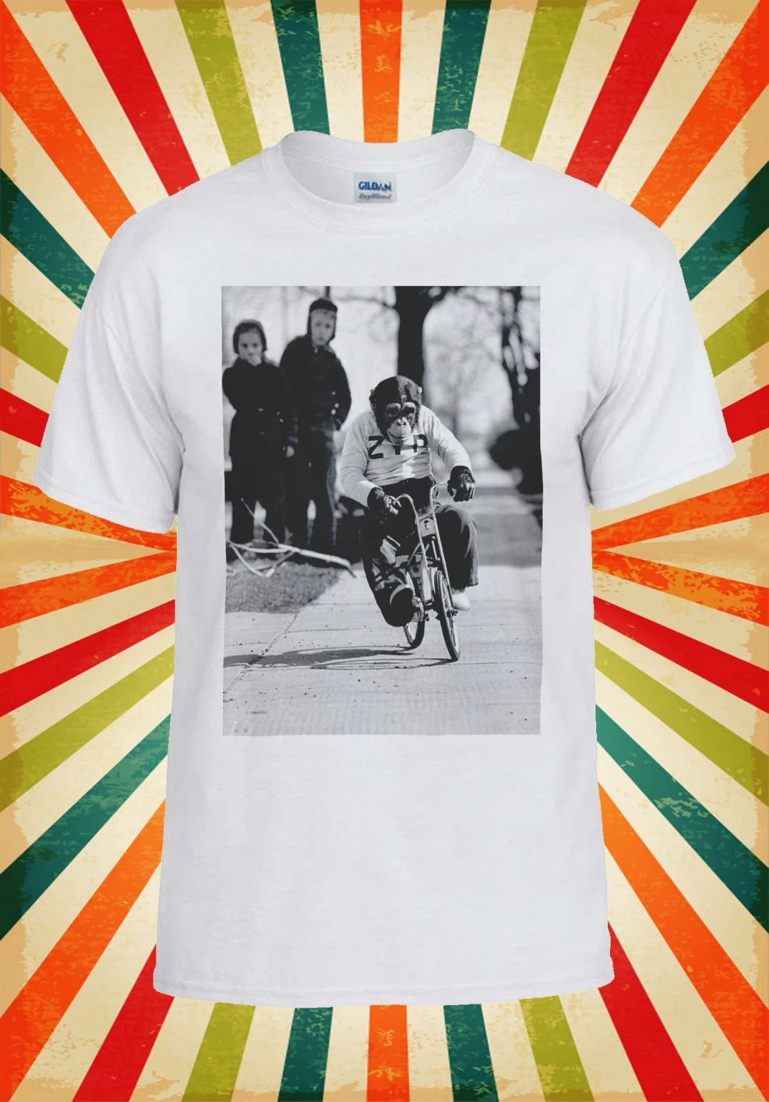 Monkey Riding A Bike Funny Novelty Men Women Vest Tank Top Unisex T Shirt 1172