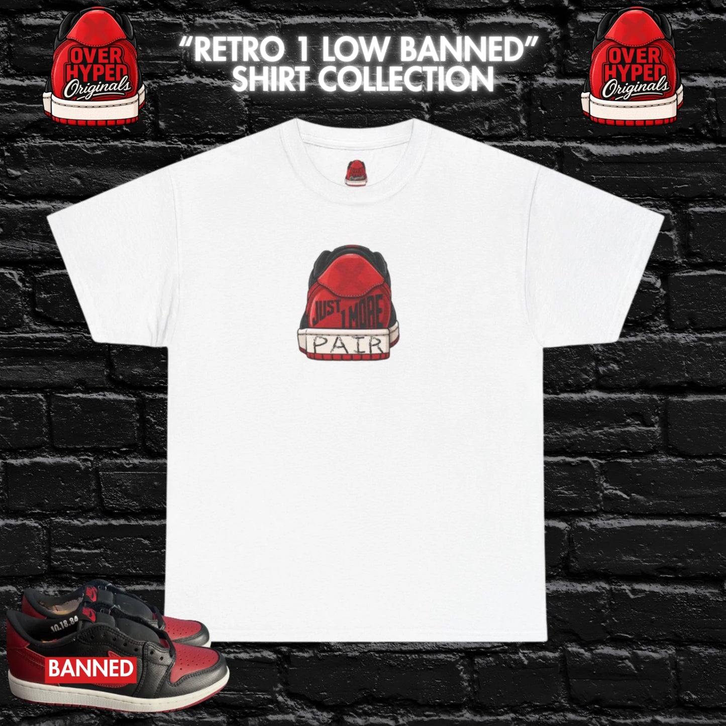 Shirt to match Retro 1 Low Banned OG Matching Streetwear Black/Red-1 MORE PAIR
