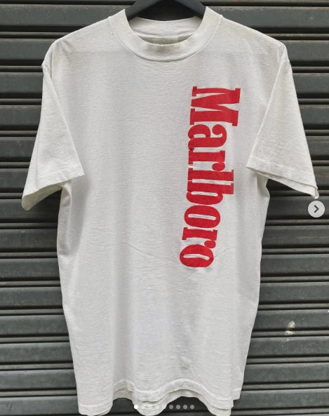 White Marlboro Logo T-Shirt Vintage Style Big Logo Graphic Tee Unisex S-5XL