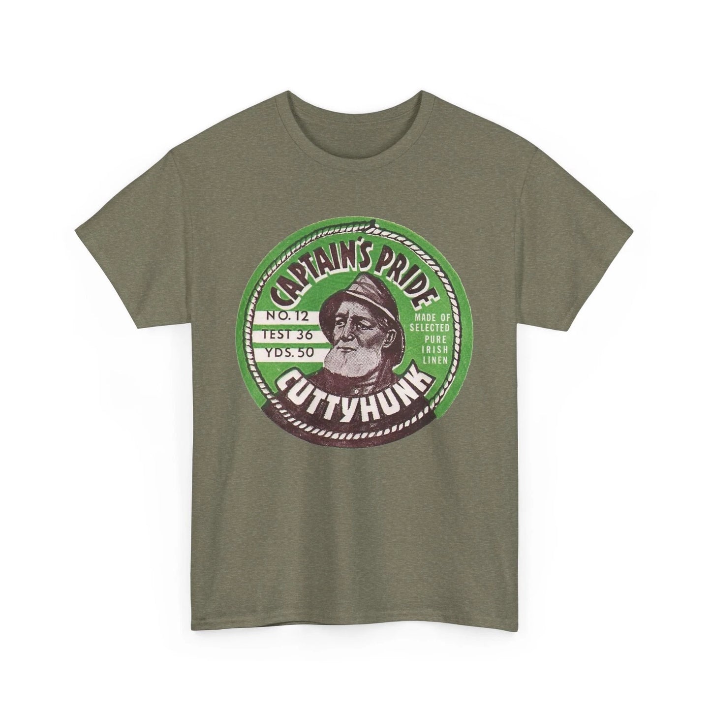Captain’s Pride Cuttyhunk Fishing Line Irish Linen Vtg Fisherman Logo T-Shirt