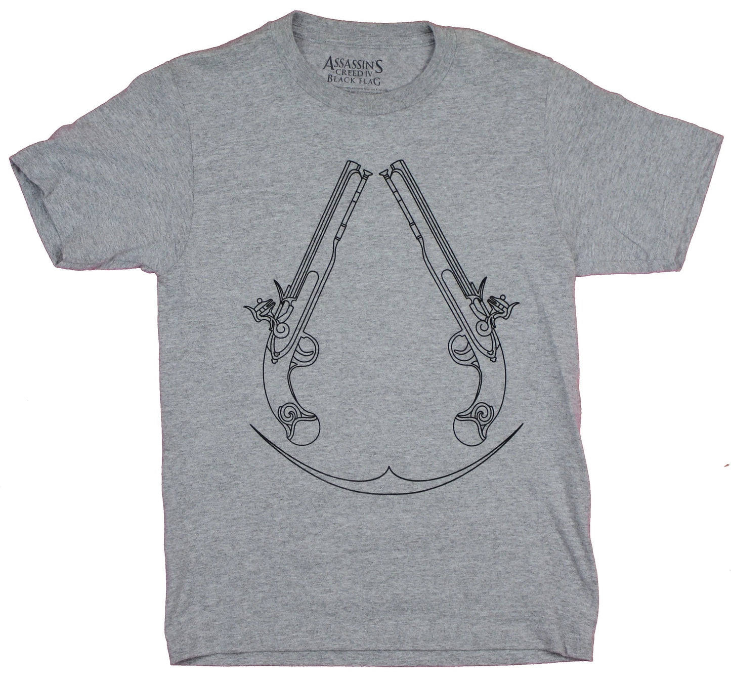 Assassin's Creed Adult New T-Shirt - Black Flag Dueling Pistols Logo