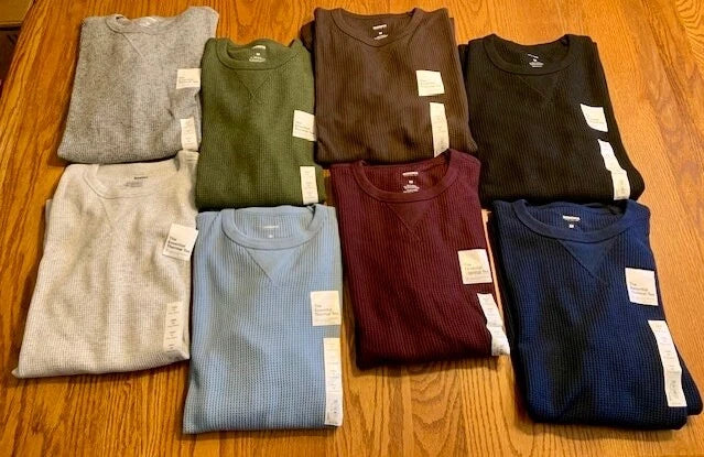 SONOMA Mens Waffle Thermal Crewneck L/S T-SHIRT M 2XL (3 Colors) NWT