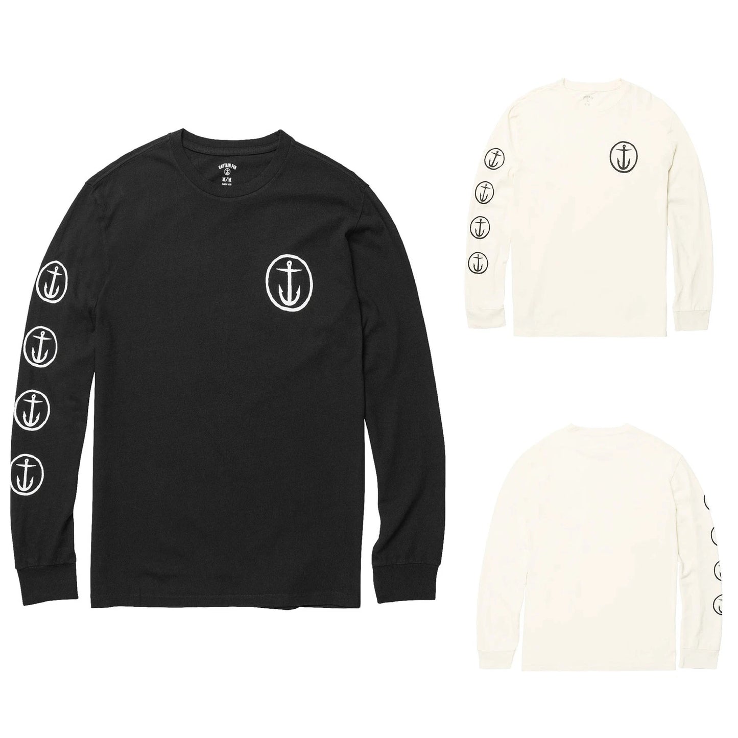 Captain Fin OG Logo Mens Long Sleeve Graphic Print T Shirts Summer Cotton Top