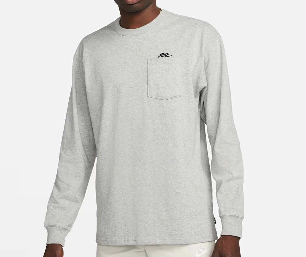Nike Sportswear Premium Essential Men Long-Sleeve Pocket T-Shirt Size L Grey