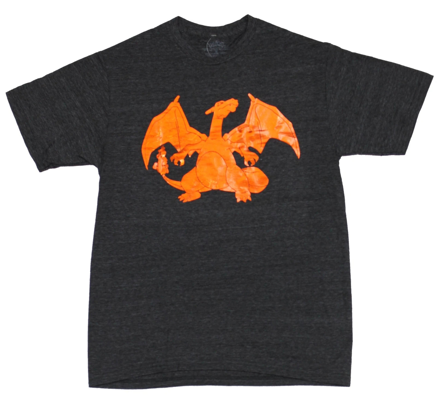 Pokemon Nintendo Mens T-Shirt - Distressed Orange Foil Charizard Image