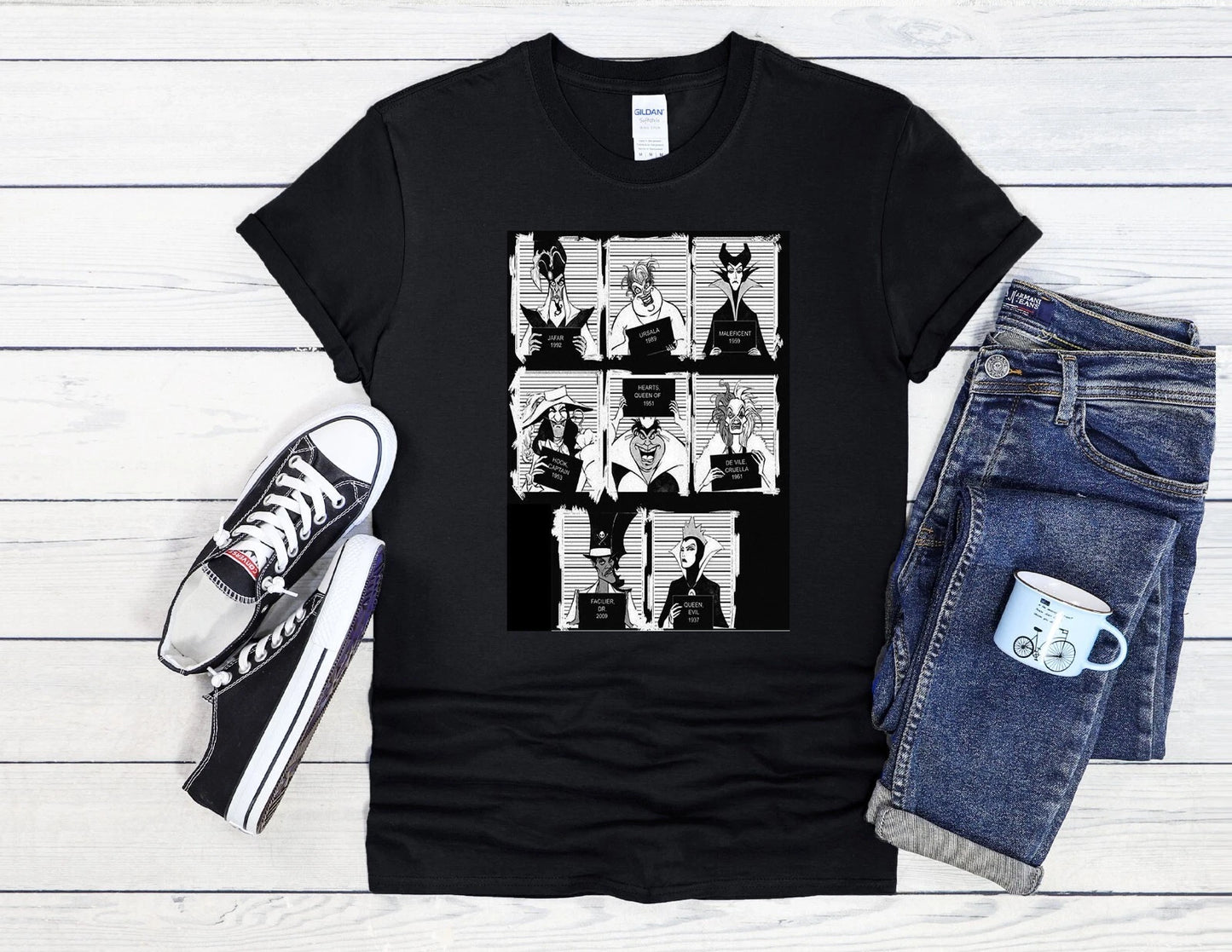 Disney Villains Mugshot Cool Men Women Unisex T Shirt Hoodie Baseball 1995
