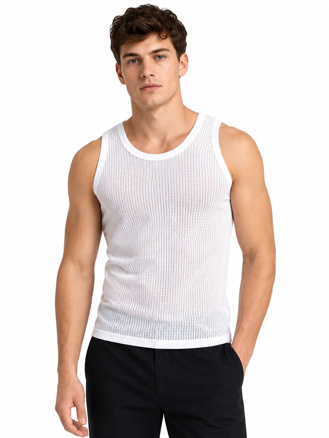 Mens Payden Premium 100% Cotton Mesh Fishnet String Summer Airtex Vest V Neck