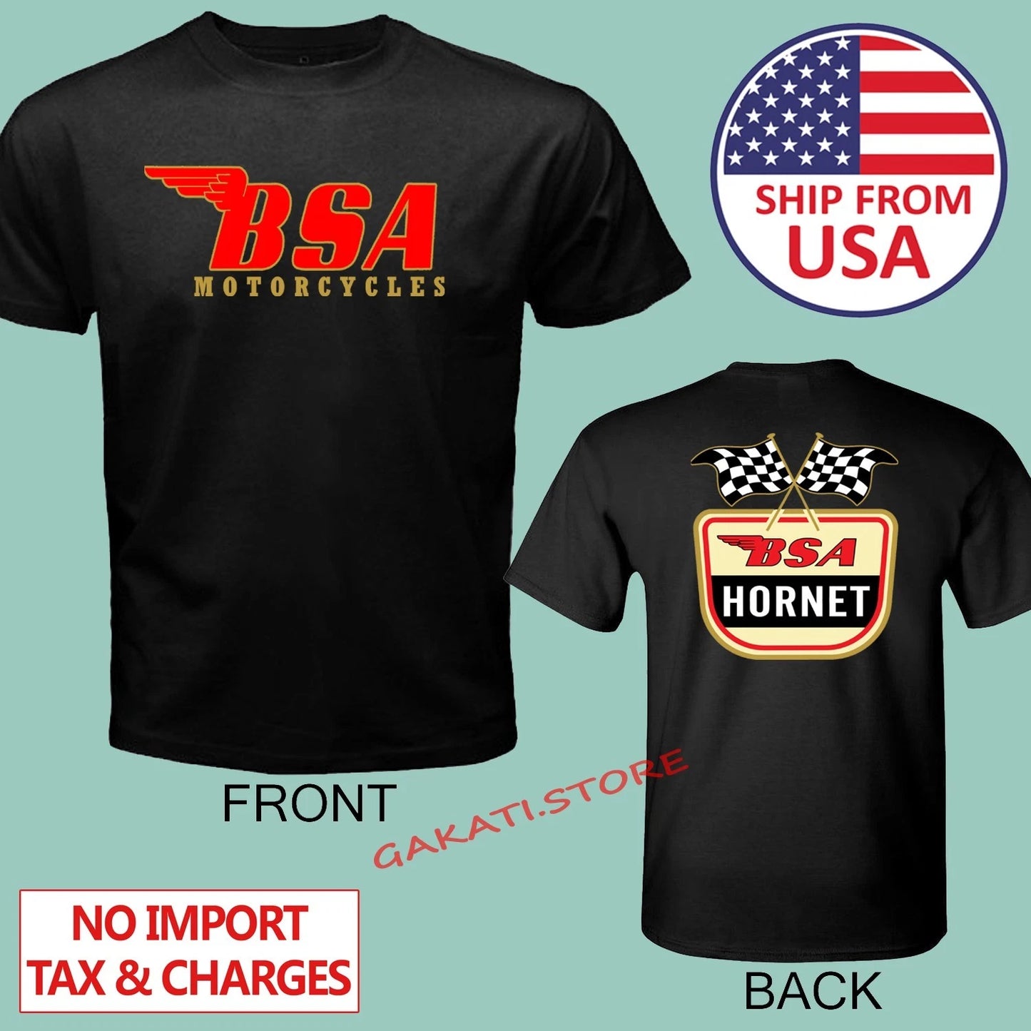 BSA Hornet Retro Motorcycle Men's Black Size S to 5XL