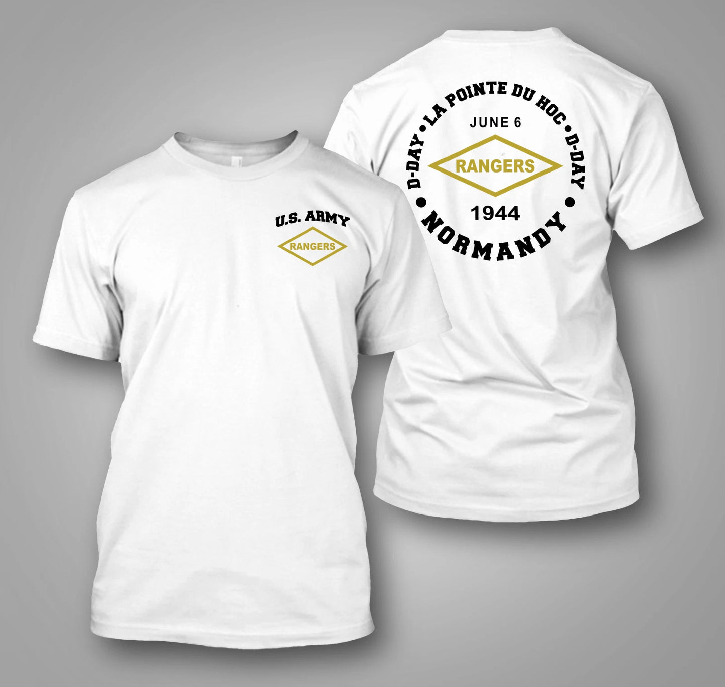 NEW RANGERS La Pointe Du Hoc D-DAY 1944 - Custom front and back tee