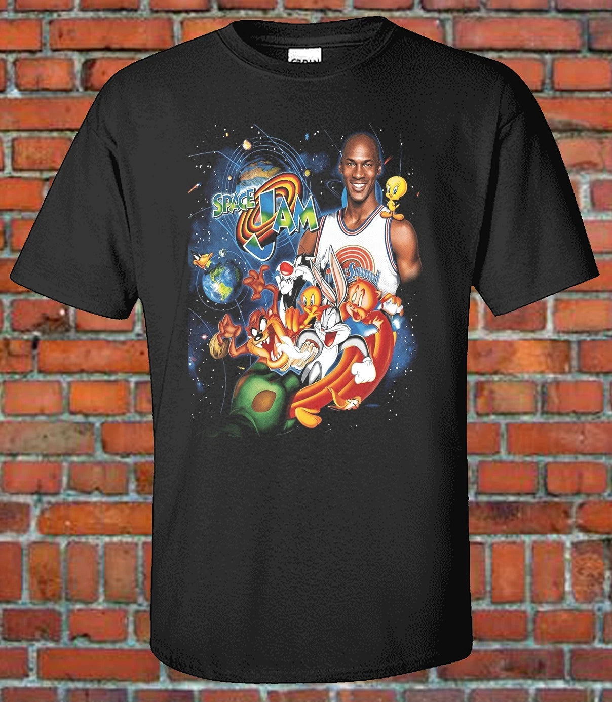 Vintage Style Cartoon vs Monsters Basketball Graphic T-Shirt Black