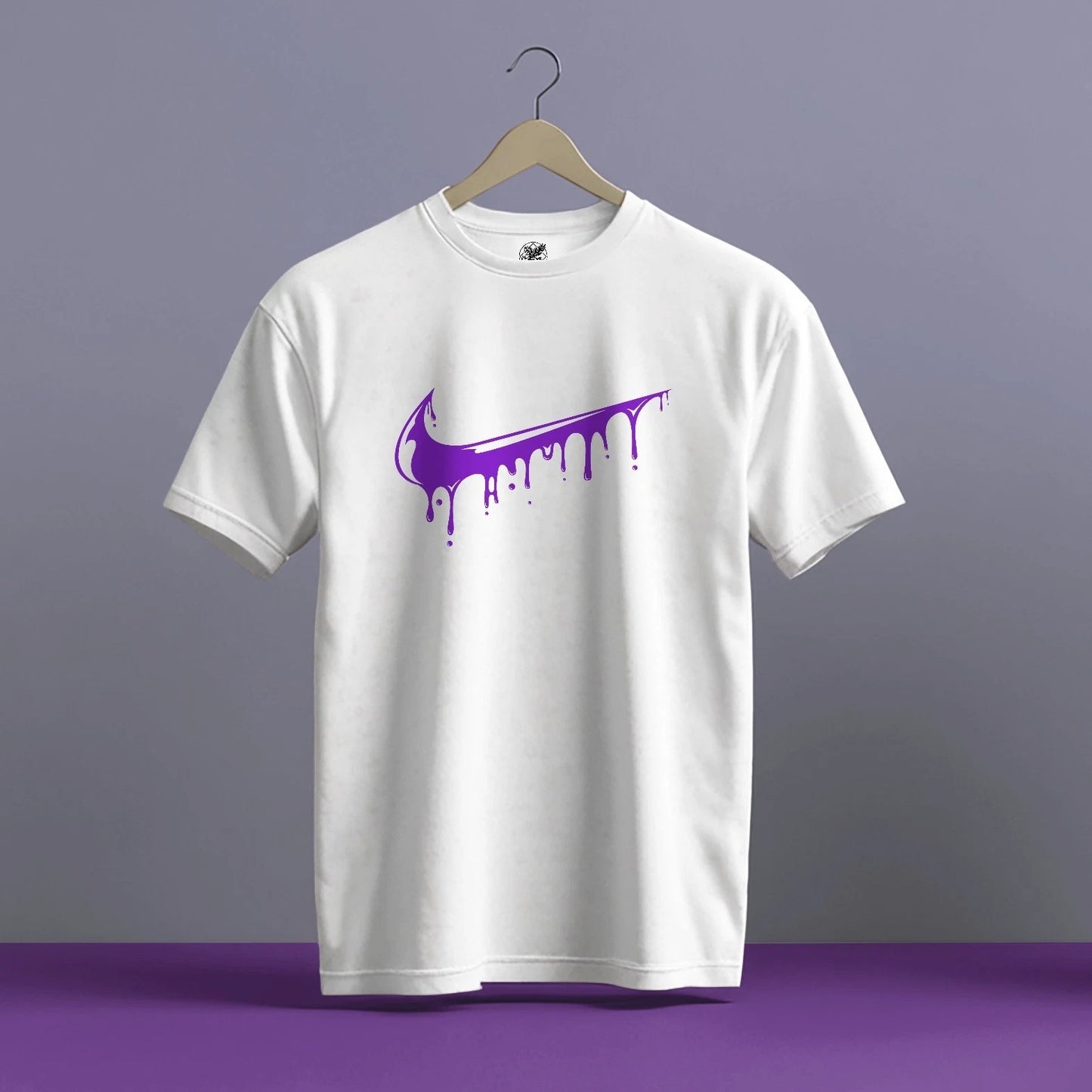 CUSTOM NIKE DRIPPING PURPLE CHEST DESIGN LOGO HIGH QUALITY HEAVY COTTON T-SHIRT