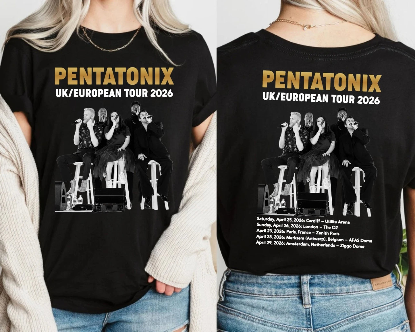 Pentatonix UK European 2026 Tour Dates T-Shirt - Retro Music Fan Gift Unisex Tee