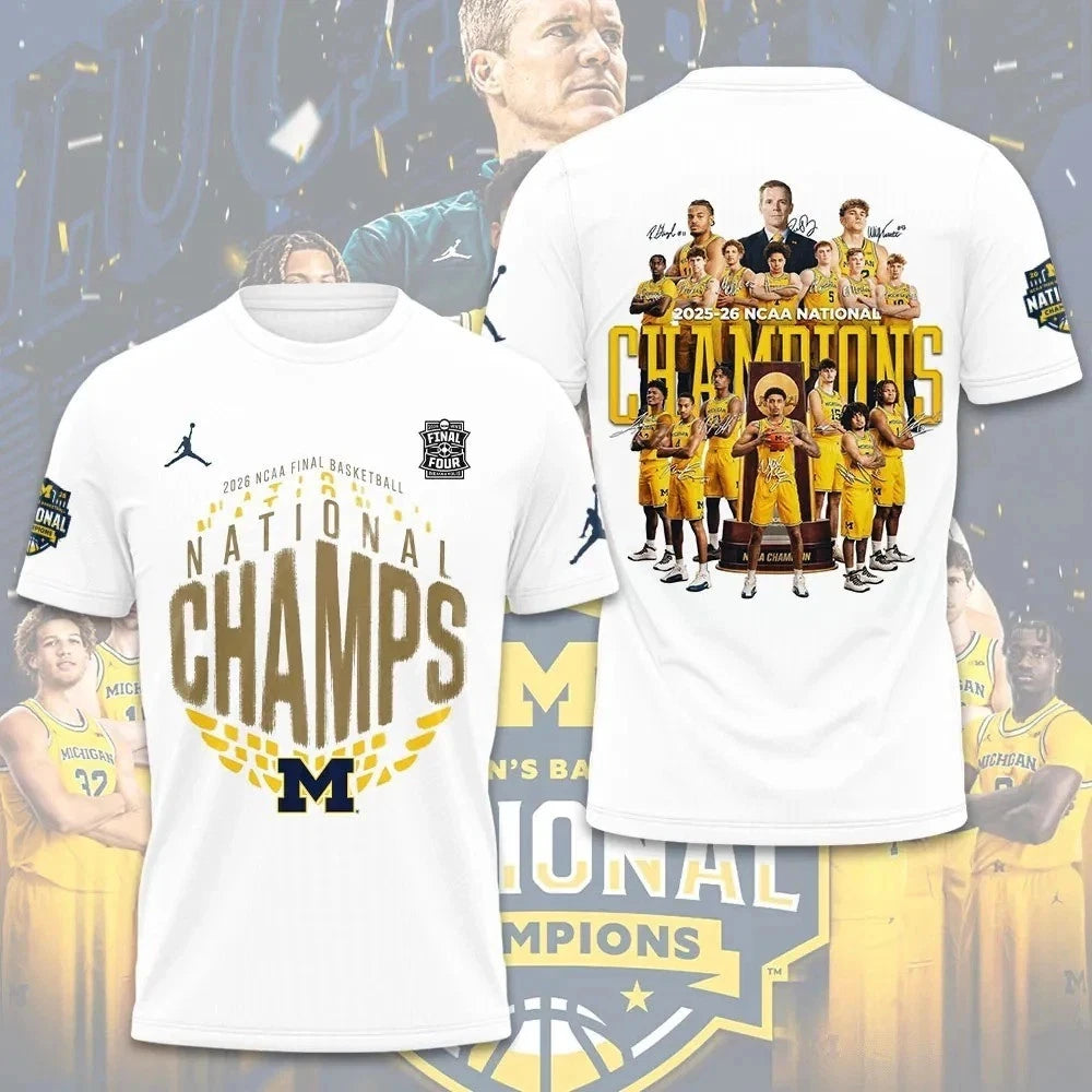 Michigan University 2026 Champions Shirt Basketball Signatures T-shirt Fan Gift