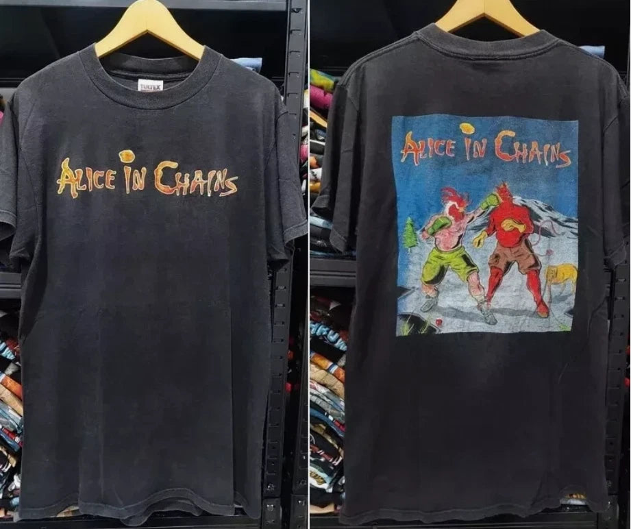 Alice In Chains Band Shirt Basic Black Graphic 2 Side Unisex Tshirt S-5XL