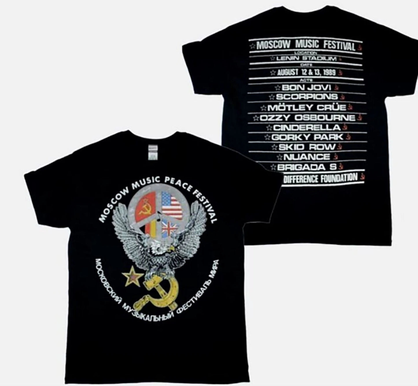 Bon Jovi Moscow Music Peace Festival 1989 T-Shirt Black Fullsize S-5XL