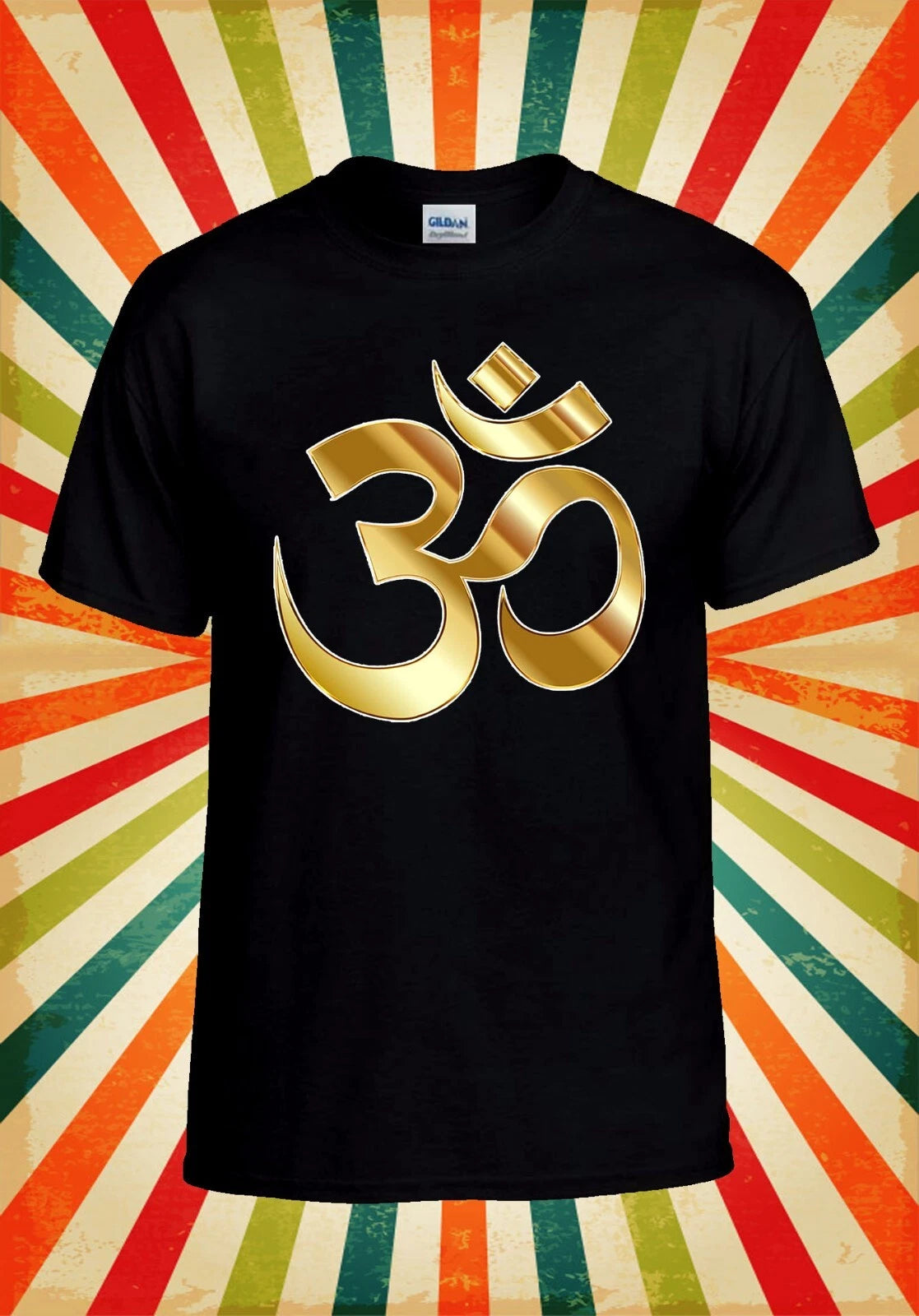 Golden Aum Om Symbol T shirt Hinduism Men Women Unisex Baseball T Shirt Top 3189