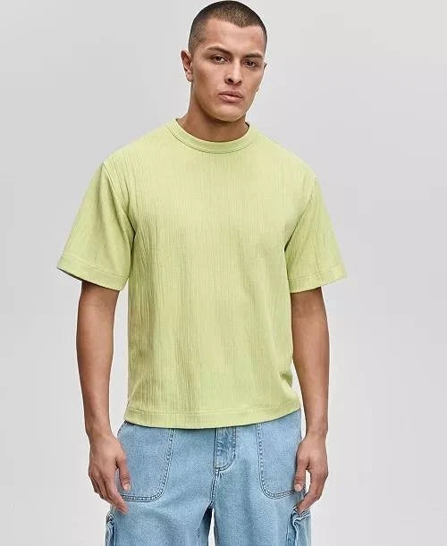 Mode of One Men’s Relaxed‑Fit Crinkle T‑Shirt Light Green L $40 NWT