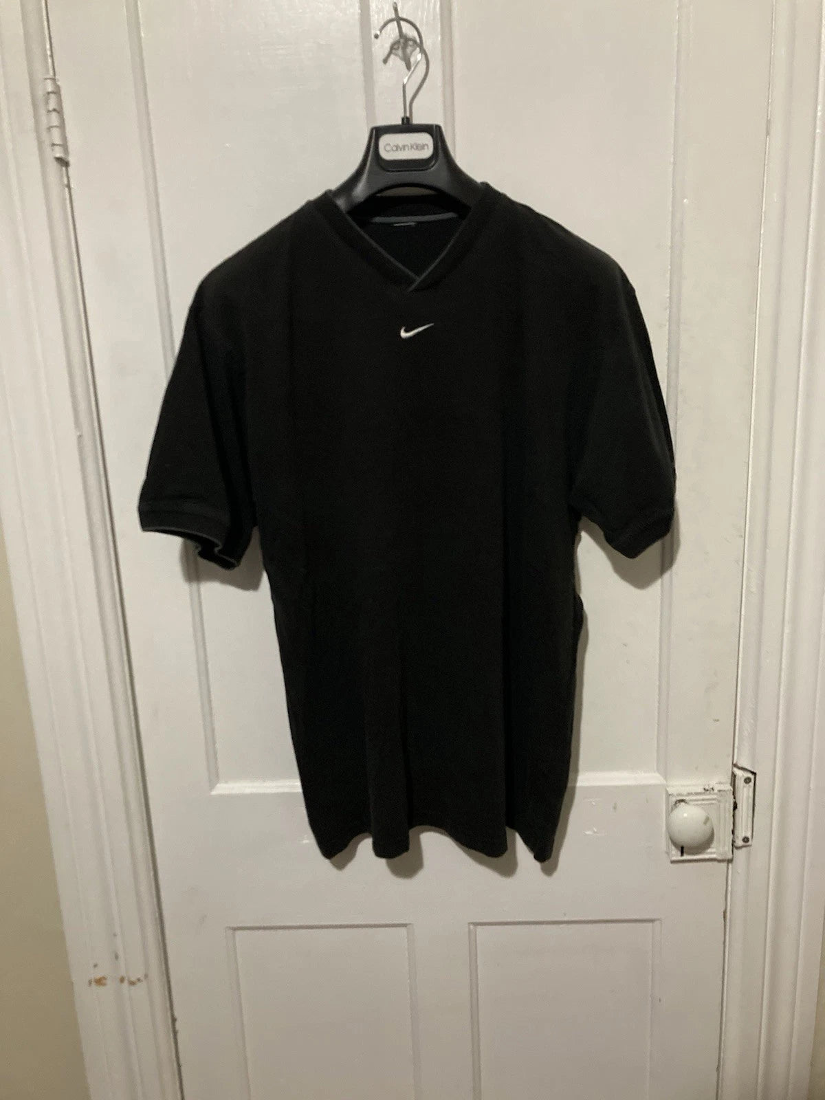 Vintage 90s/2000s Nike Center Swoosh Embroidered Logo Black T Shirt XL Y2K