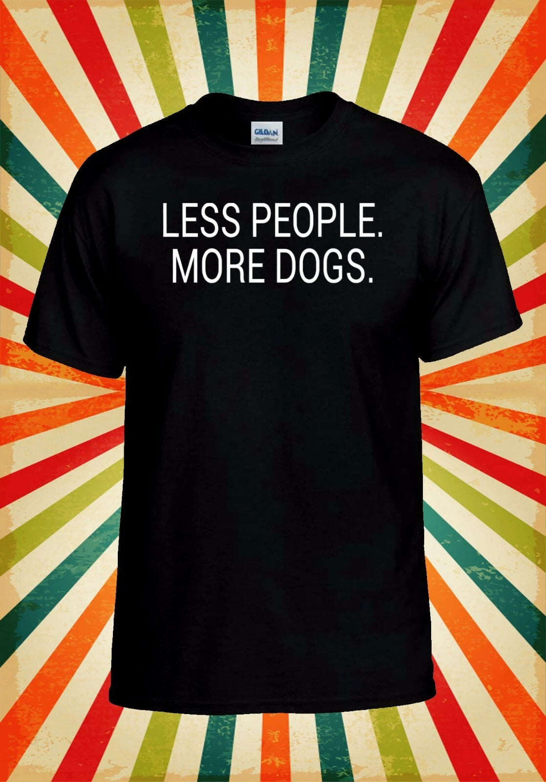 Less People More Dogs Funny Cool Men Women Vest Tank Top Unisex T Shirt 2386