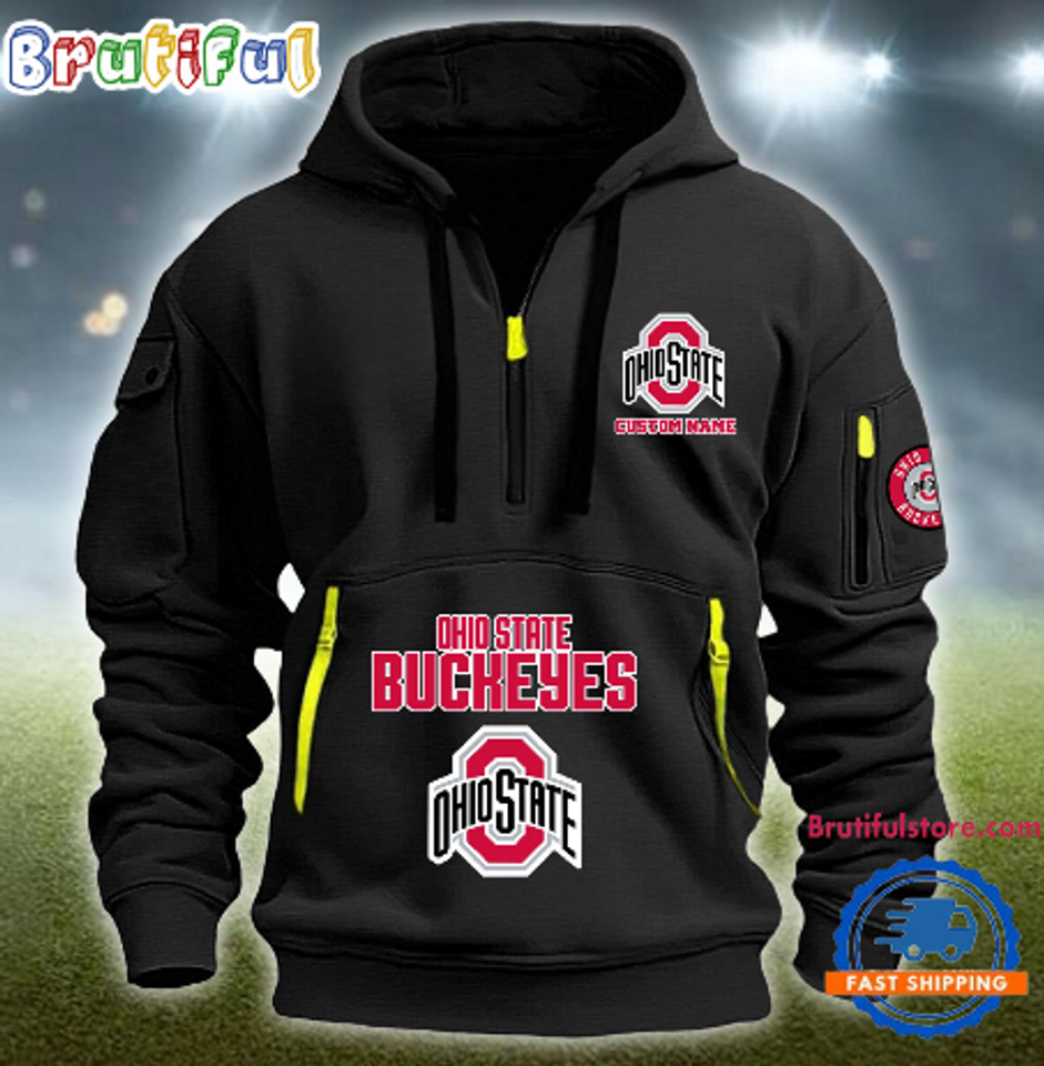 Personalize NCAA Ohio State Buckeyes Quarter Zip Hoodie