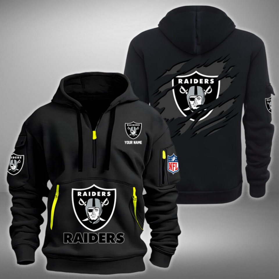 Personalize Las Vegas Raiders Football Team Quarter Zip Hoodie