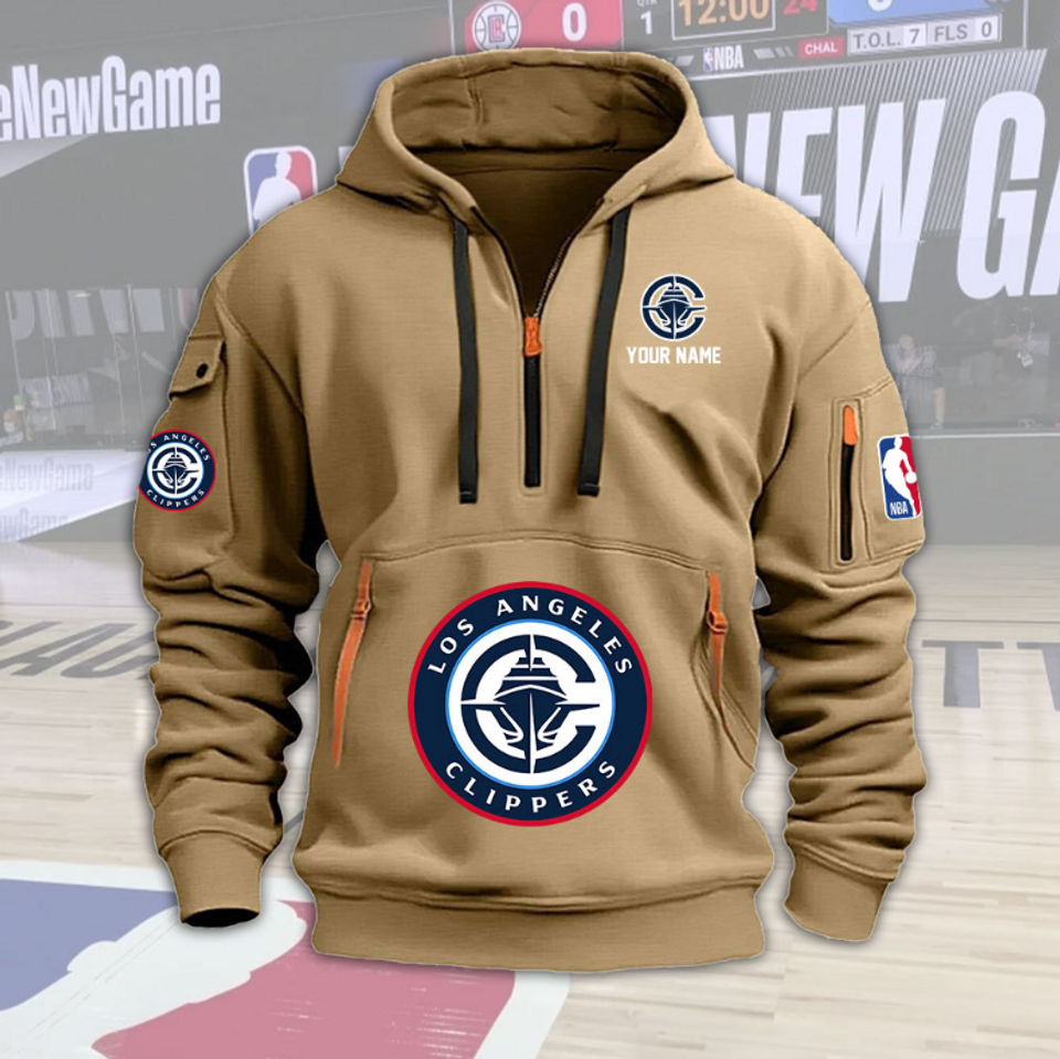 Personalize LA Basketball Team Quarter Zip Hoodie