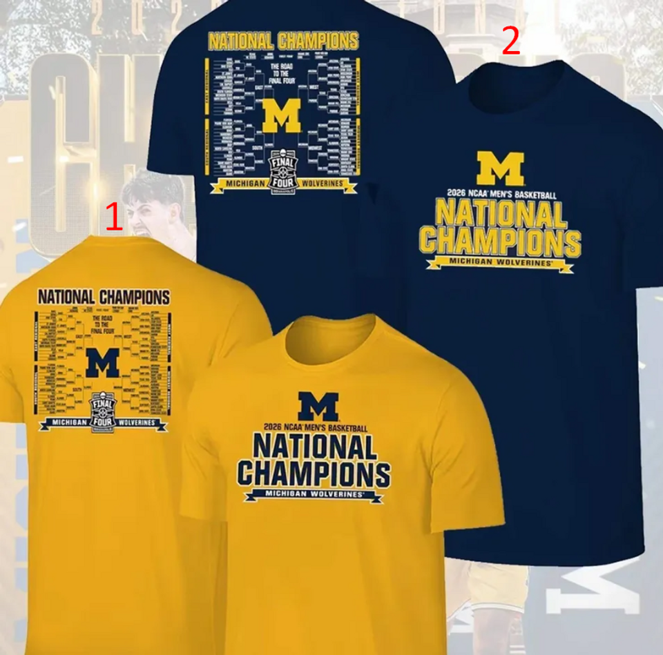 Michigan Wolverines NCAA Basketball National Champions Team 2026 T shirt reprint