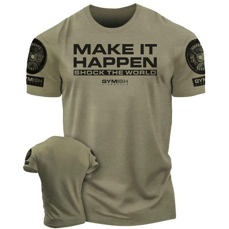 061. Shock The World Funny Workout Gym T-Shirt for Men