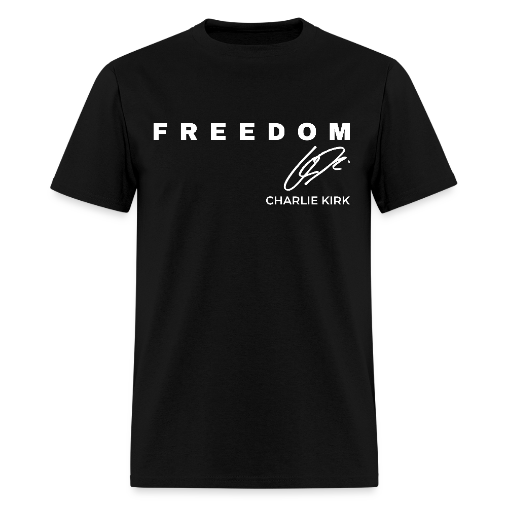 Freedom Signature Charlie Kirk Forever In Our Heart US Flag T Shirt