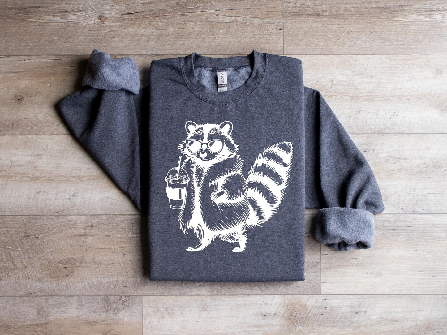 Raccoon Drinking Iced Coffee Animal Meme Coffee Lover Morning Feral Raccoon Drinking (3)