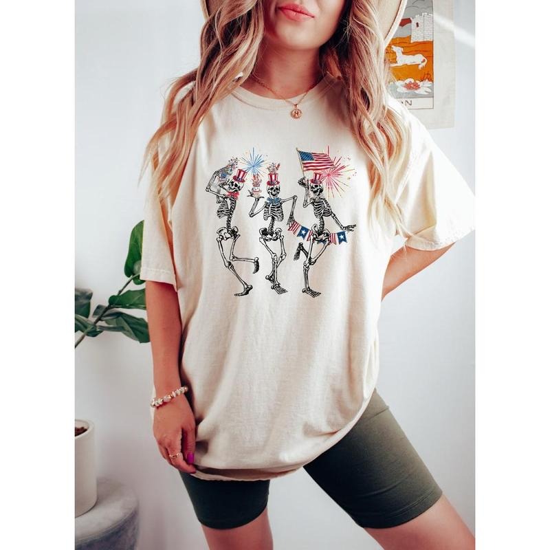 4th of July Skellies, 4th of July Shirts, Dancing Skeleton Shirt, American Flag Shirt,4th of July, Stars and Stripes Shirt, Red White Blue