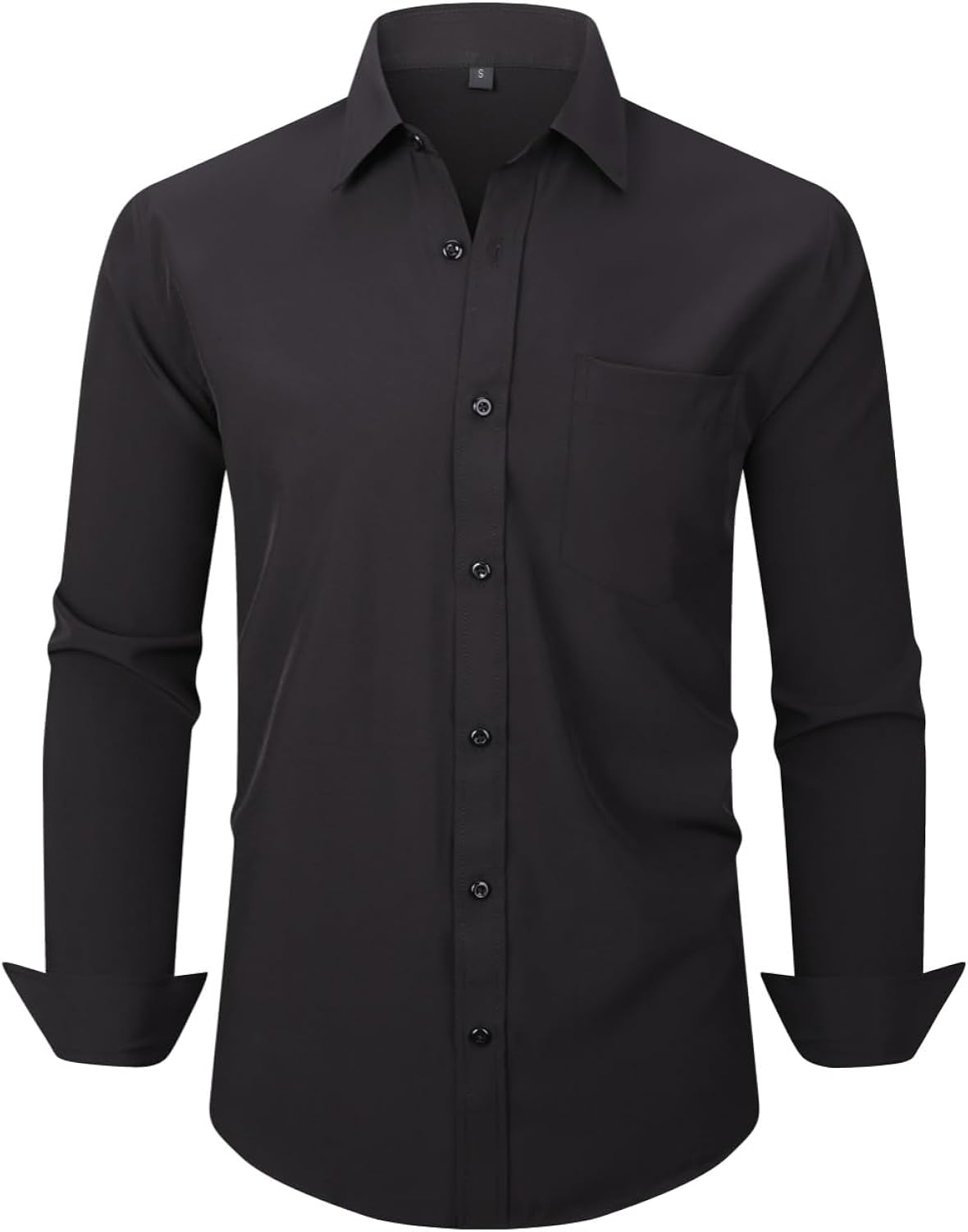 Men's Dress Shirts Long Sleeve Button Down Shirt Business Formal Stretch Shirt Regular Fit with Pockets