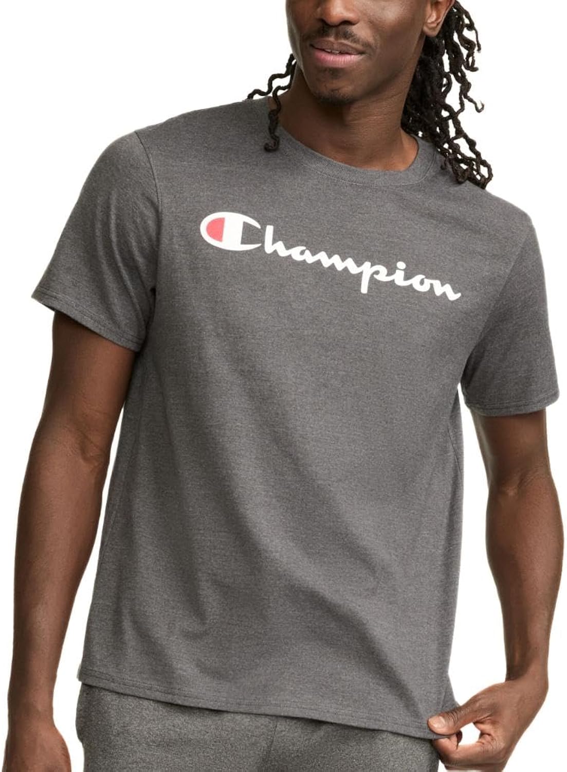 mens Classic T-shirt, Script Logo T Shirt, Granite Heather-y07718, X-Large US