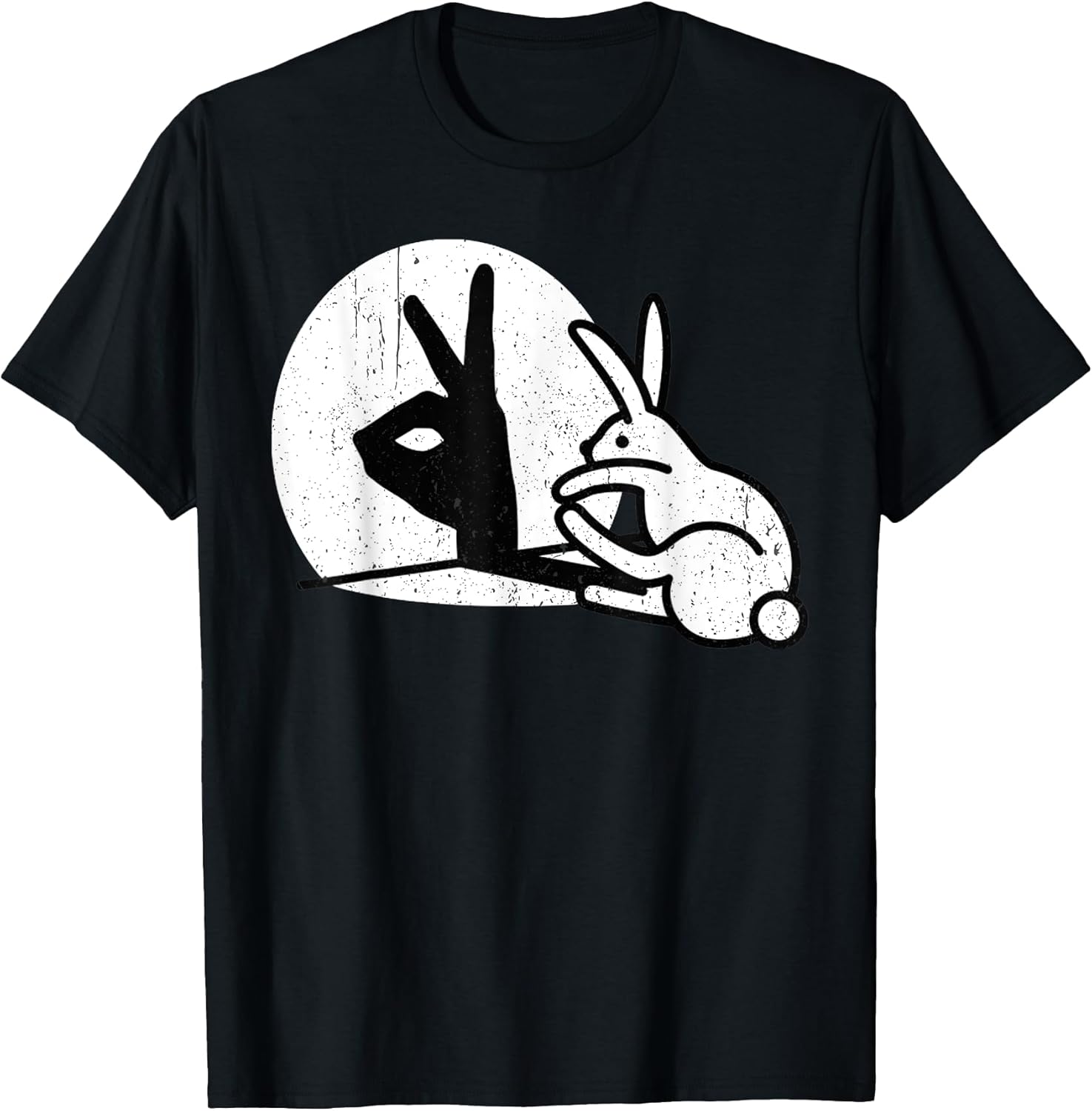 Vintage Funny Rabbit Hand Shadow Puppets Bunny Pop Art T-Shirt