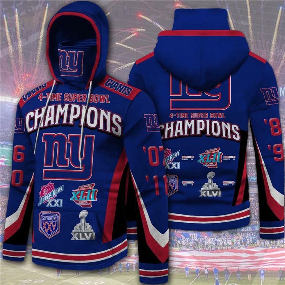 New York Giants Men's Hoodie 4 Times Super Bowl Champions