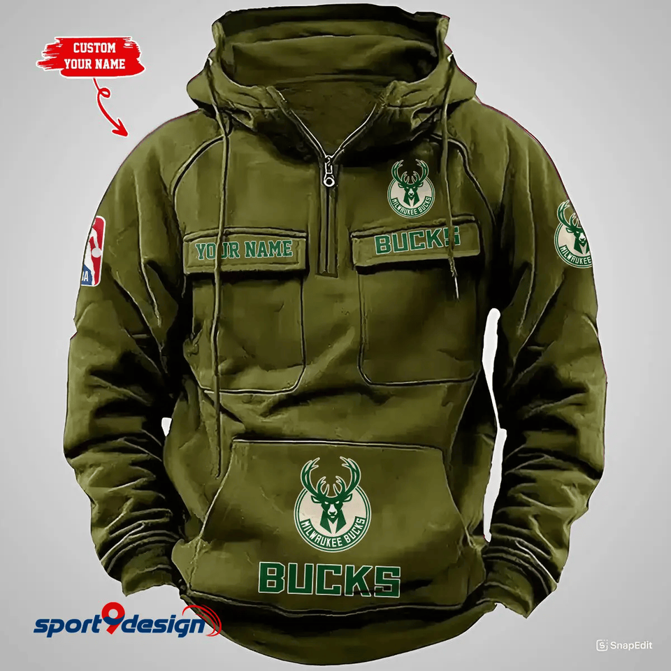 Milwaukee Bucks Vintage Men Hoodie AZVMHD216 - Sport9Design