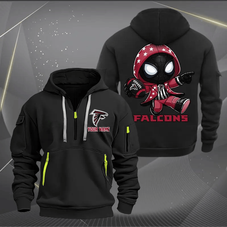 Atlanta Falcons Quarter Zip Hoodie Custom Name Multicolor Edition
