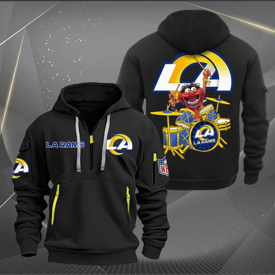 Los Angeles Rams Football Team Quarter Zip Hoodie Rocking Drummer Football Fan Gift