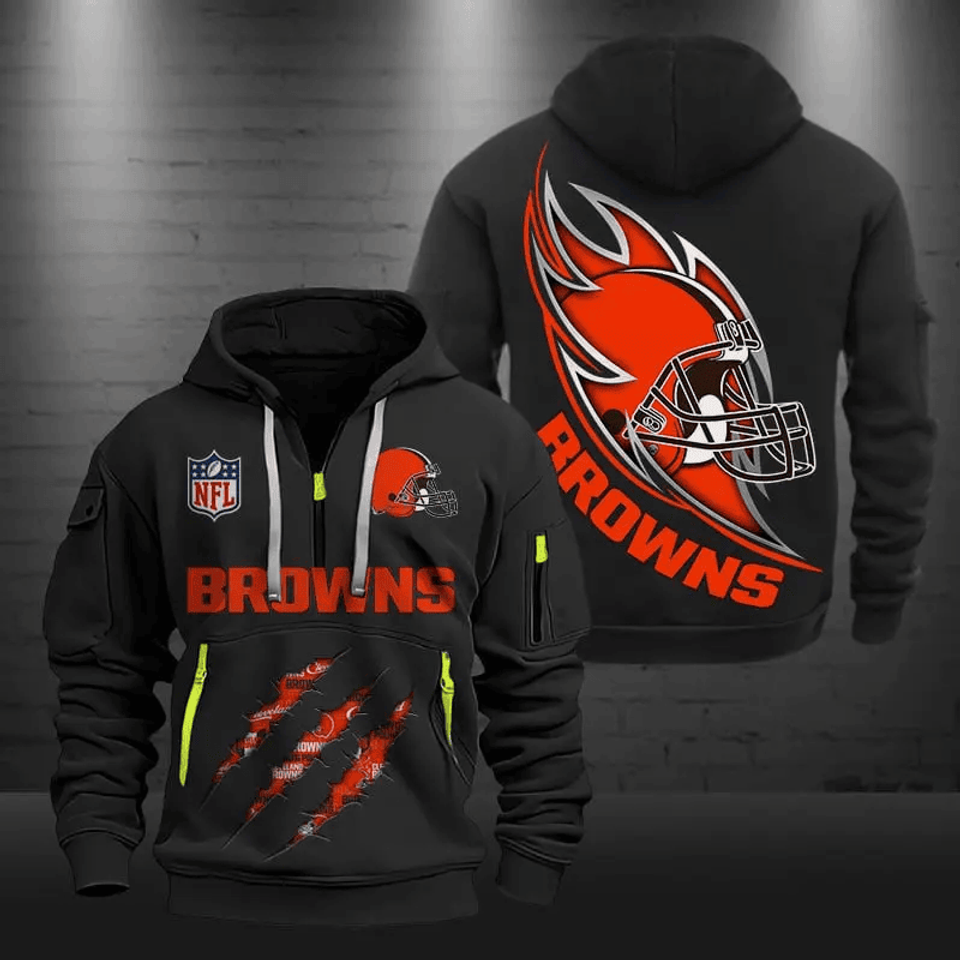 Clevelan Browns Quarter Zip Hoodie Football Team Logo Gift For Fan