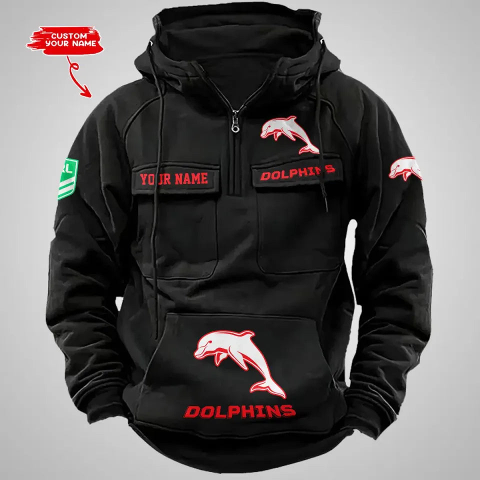 Dolphins Custom Vintage Cargo Hoodie For Men