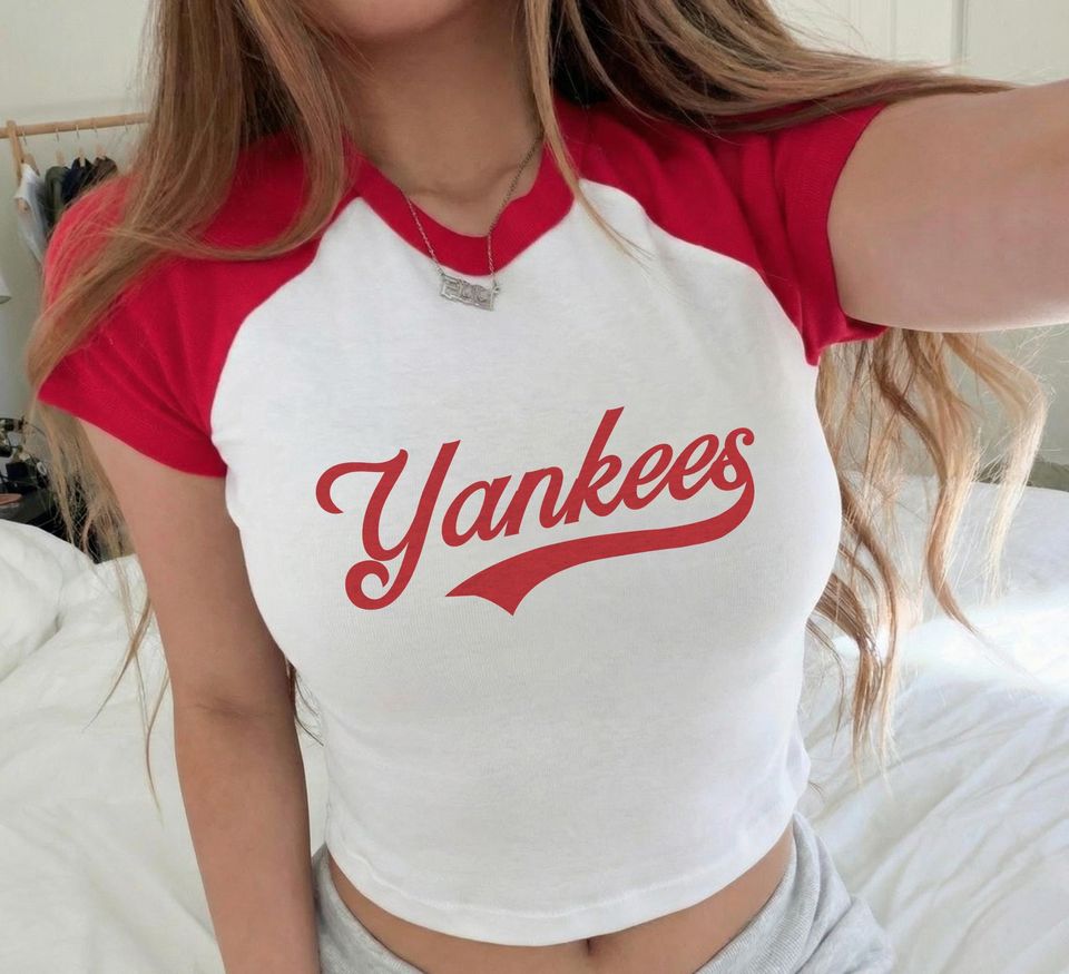 New York Retro Graphic Baby Raglan Tee for Women